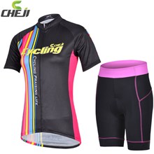 Women Cheji Cycling Symphony Cycling Jersey Short Sleeve and Cycling Shorts Cycling Kits S