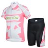 Children Cheji dairy cow pink Cycling Jersey Short Sleeve and Cycling Shorts Cycling Kits