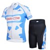 Children Cheji dairy cow blue Cycling Jersey Short Sleeve and Cycling Shorts Cycling Kits