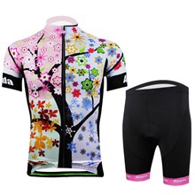 2014 Women Tree leaf Cycling Jersey Short Sleeve Maillot Ciclismo and Cycling Shorts Cycling Kits S