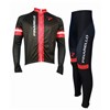 2014 PINARELLO Red Cycling Jersey Long Sleeve and Cycling Pants Cycling Kits XXS