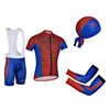 2014 Spider Man Red Blue League of Legends Cycling Jersey Maillot Ciclismo Short Sleeve and Cycling bib Shorts and Scarf and Arm Sleeve Tour De France S