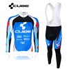 2014 CUBE Blue Cycling Jersey Long Sleeve and Cycling bib Pants Cycling Kits Strap XXS
