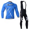 2014 Fox blue Cycling Jersey Long Sleeve and Cycling bib Pants Cycling Kits Strap XXS
