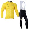 2014 le Tour De France  yellow Cycling Jersey Long Sleeve and Cycling bib Pants Cycling Kits Strap XXS
