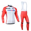 2014 Katusha   Cycling Jersey Long Sleeve and Cycling bib Pants Cycling Kits Strap XXS