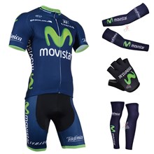 2014 movistar Cycling Jersey Maillot Ciclismo Short Sleeve and Cycling bib Shorts Or Shorts and Leg Sleeve and Arm Sleeve and Gloves Tour De France XXS