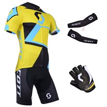 2014 scott Cycling Jersey Maillot Ciclismo Short Sleeve and Cycling bib Shorts Or Shorts and Gloves Short Finger and Arm Sleeve Tour De France XXS