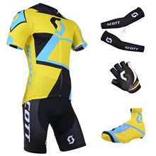 2014 scott Cycling Jersey Maillot Ciclismo Short Sleeve and Cycling bib Shorts Or Shorts and Shoe Cover and Arm Sleeve and Gloves Tour De France XXS