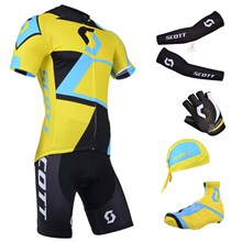 2014 scott Cycling Jersey Maillot Ciclismo Short Sleeve and Cycling bib Shorts Or Shorts and Scarf and Arm Sleeve and Gloves and Shoe Cover Tour De Fr XXS