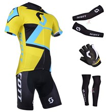 2014 scott Cycling Jersey Maillot Ciclismo Short Sleeve and Cycling bib Shorts Or Shorts and Leg Sleeve and Arm Sleeve and Gloves Tour De France XXS