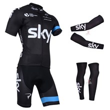 2014 sky Cycling Jersey Maillot Ciclismo Short Sleeve and Cycling bib Shorts Or Shorts and Leg Sleeve and Arm Sleeve Tour De France XXS