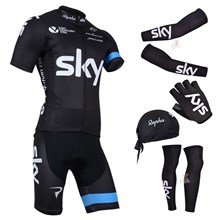 2014 sky Cycling Jersey Maillot Ciclismo Short Sleeve and Cycling bib Shorts Or Shorts and Scarf and Arm Sleeve and Gloves and Leg Sleeve Tour De Fran XXS