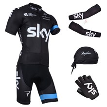 2014 sky Cycling Jersey Maillot Ciclismo Short Sleeve and Cycling bib Shorts Or Shorts and Scarf and Arm Sleeve and Gloves Tour De France XXS