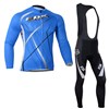 2014 Fox Blue Cycling Jersey Long Sleeve and Cycling bib Pants Cycling Kits Strap