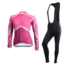 2014 Castelli Womens Cycling Jersey Long Sleeve and Cycling bib Pants Cycling Kits Strap