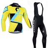 2014 Scott black&Yellow Cycling Jersey Long Sleeve and Cycling bib Pants Cycling Kits Strap XXS