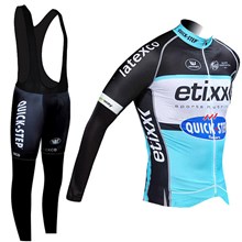 2015 Quick step Cycling Jersey Long Sleeve and Cycling bib Pants Cycling Kits Strap