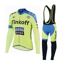 2015 Saxo bank Tionkff Cycling Jersey Long Sleeve and Cycling bib Pants Cycling Kits Strap
