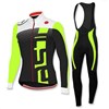 2015 Castelli Fluorescence Green Thermal Fleece Cycling Jersey Long Sleeve Ropa Ciclismo Winter and Cycling bib Pants ropa ciclismo thermal ciclismo jersey thermal XXS