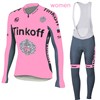 2016 Women Tinkoff Saxo Bank Pink Cycling Jersey Long Sleeve and Cycling bib Pants Cycling Kits Strap XXS