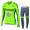 2016 Tinkoff Saxo Bank Fluo Green Cycling Jersey Long Sleeve and Cycling Pants Cycling Kits XXS