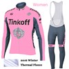 2016 Women Tinkoff Saxo Bank Pink Thermal Fleece Cycling Jersey Long Sleeve Ropa Ciclismo Winter and Cycling bib Pants ropa ciclismo thermal ciclismo jersey thermal XXS