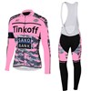 2015 Women Tinkoff Saxo Bank Pink Cycling Jersey Long Sleeve and Cycling bib Pants Cycling Kits Strap XXS