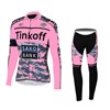 2015 Women Tinkoff Saxo Bank Pink Cycling Jersey Long Sleeve and Cycling Pants Cycling Kits XXS