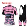 2015 Women Tinkoff Saxo Bank Pink Cycling Jersey Maillot Ciclismo Short Sleeve and Cycling bib Shorts Cycling Kits Strap cycle jerseys Ciclismo bicicletas XXS