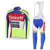 2015 Tinkoff Saxo Bnak Fluo Light Green Cycling Jersey Long Sleeve and Cycling bib Pants Cycling Kits Strap XXS