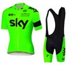 2016 SKY Fluo Green Cycling Jersey Maillot Ciclismo Short Sleeve and Cycling bib Shorts Cycling Kits Strap cycle jerseys Ciclismo bicicletas XXS