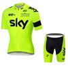 2016 SKY Fluo Yellow Cycling Jersey Short Sleeve Maillot Ciclismo and Cycling Shorts Cycling Kits cycle jerseys Ciclismo bicicletas XXS