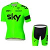 2016 SKY Fluo Green Cycling Jersey Short Sleeve Maillot Ciclismo and Cycling Shorts Cycling Kits cycle jerseys Ciclismo bicicletas XXS