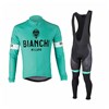 2016 BIANCHI Cycling Jersey Long Sleeve and Cycling bib Pants Cycling Kits Strap XXS