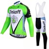 2017 Tinkoff Fluorescent green  Cycling Jersey Long Sleeve and Cycling bib Pants Cycling Kits Strap XXS