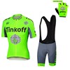 2016 Tinkoff Saxo Bank Fluo Green Cycling Jersey Maillot Ciclismo Short Sleeve and Cycling Bib Shorts and Gloves Short Finger