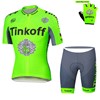 2016 Tinkoff Saxo Bank Fluo Green Cycling Jersey Maillot Ciclismo Short Sleeve and Cycling Shorts and Gloves Short Finger