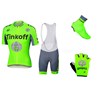 2016 Tinkoff Saxo Bank Fluo Green Cycling Jersey Maillot Ciclismo Short Sleeve and Cycling Bib Shorts and Shoes Cover and Gloves Short Finger