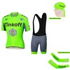 2016 Tinkoff Saxo Bank Fluo Green Cycling Jersey Maillot Ciclismo Short Sleeve and Cycling Bib Shorts and Scarf and Arm Sleeve XXS