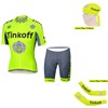 2016 Tinkoff Saxo Bank Fluo Yellow Cycling Jersey Maillot Ciclismo Short Sleeve and Cycling Shorts and Scarf and Arm Sleeve XXS