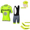 2016 Tinkoff Saxo Bank Fluo Yellow Cycling Jersey Maillot Ciclismo Short Sleeve and Cycling Bib Shorts and Scarf and Arm Sleeve