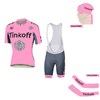 2016 Tinkoff Saxo Bank Pink Cycling Jersey Maillot Ciclismo Short Sleeve and Cycling Bib Shorts and Scarf and Arm Sleeve XXS