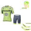 2016 Tinkoff Saxo Bank Fluo Light Cycling Jersey Maillot Ciclismo Short Sleeve and Cycling Shorts and Scarf and Arm Sleeve XXS