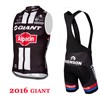 2016 Giant Cycling Maillot Ciclismo Vest Sleeveless and Cycling Bib Shorts Cycling Kits cycle jerseys Ciclismo bicicletas XXS
