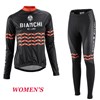 Women's BIANCHI MILANO Ridanna Long black-red Cycling Jersey Long Sleeve and Cycling bib Pants Cycling Kits Strap XXS