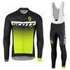 SCOTT RC Team Wind Jacket Cycling Jersey Long Sleeve and Cycling bib Pants Cycling Kits Strap