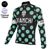 BIANCHI MILANO Leggenda Pois Long black-celeste Thermal Fleece Cycling Jersey Ropa Ciclismo Winter Long Sleeve Only Cycling Clothing cycle jerseys Ropa Ciclismo bicicletas maillot ciclismo XXS