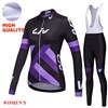 Women's Liv Black and Purple Thermal Fleece Cycling Jersey Long Sleeve Ropa Ciclismo Winter and Cycling bib Pants ropa ciclismo thermal ciclismo jersey thermal