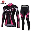 OTWZLS Women Cycling Jersey Long Sleeve and Cycling Pants Cycling Kits S
